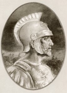 Ashoka, død 232 f.Kr., alias Ashoka den store. Indisk keiser av Maurya-dynastiet. Illustrasjon av Gordon Ross, amerikansk kunstner og illustratør (1873-1946), fra Living Biographies of Famous Rulers.