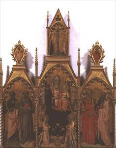 Madonna og barn troner med Saints (tempera på panel) av Rossello di Jacopo Franchi