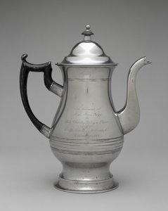 Kaffekanne eller tekanne, ca. 1830-1870 (tinn, uidentifisert tre) av Roswell (attr.to) Gleason