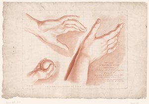 Tittelbilde med tre hender Prinsipper for å tegne fra naturen, del åtte (serietittel) VIIIe Cahier de Principes du Design d