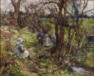 The Primrose Gatherers (olje på lerret) av Rowland Henry Hill
