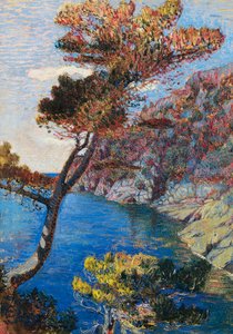 Portofino, av Rubaldo Merello (1872-1922), olje på lerret, 60x46 cm. Italia, 1900-tallet.