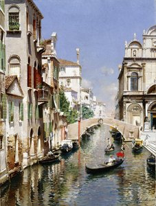 En venetiansk kanal med Scuola Grande di San Marco og Campo San Giovanni e Paolo, Venezia