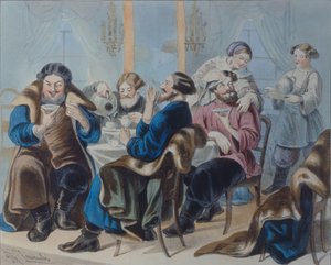 Te og sukker. Tedrikking i en taverna, første kvartal av 1800-tallet av Rudolf Kasimirovich Zhukovsky