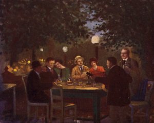 Et "Heurigen" parti (farge litho)
