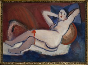 Sov kvinne. Maleri av Rudolf Kremlicka (1886-1932), Olje på lerret