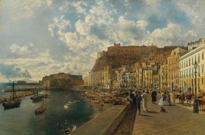 På stranden i Santa Lucia i Napoli av Rudolf von Alt