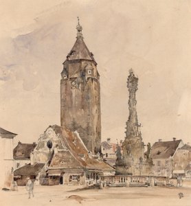 Det gamle rådhuset i Korneuburg av Rudolf von Alt
