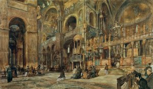Innvendig utsikt over Markuskirken i Venezia av Rudolf von Alt