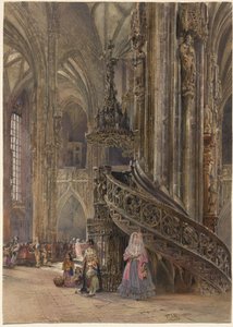 Interiøret i katedralen Saint Stephen i Wien av Rudolf von Alt