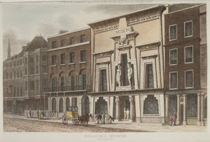 Utsikt over Bullocks Museum, bedre kjent som den egyptiske hallen, på Piccadilly, 1815 (akvatint) av Rudolph Ackermann