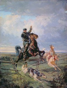 Huntsman with the Borzois, 1872 av Rudolph Frenz