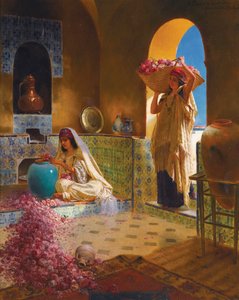 Les parfumeuses - Parfymemakerne - Rudolf Ernst (1854-1932). Olje på tre Dimensjon : 55,5x45 cm Private Collection