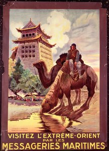 Camels Watering foran Gates of Pekin, plakat som reklamerer for 