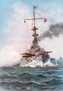 United States Battle-Ship Indiana at Target Practice