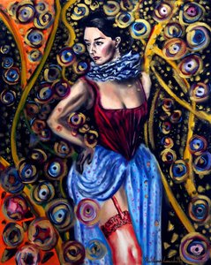 Karnevals-Tudor-jente, 2025 (olje på lerret) av Ruslana Levandovska