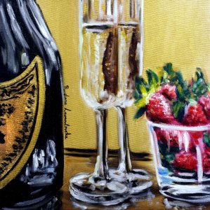 Champagneønsker, 2025 (olje på lerret) av Ruslana Levandovska