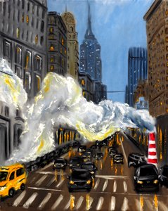 Kveld i New York, 2023 (olje på lerret) av Ruslana Levandovska
