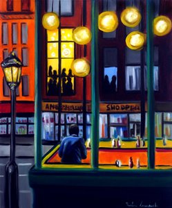 Nightfall Cafe, 2025 (olje på lerret)