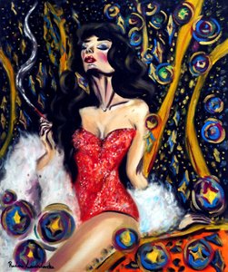 Skimrende natt, 2025 (olje på lerret) av Ruslana Levandovska