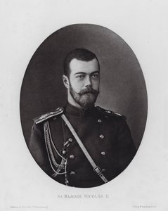 Den russiske hæren: Hans Majestet Nicholas II (s/hv-bilde) av Russian Photographer (after)