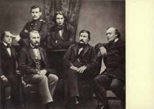 L N Tolstoi med forfattere-bidragsytere til magasinet "Sovremennik", Peterburg av Russian Photographer