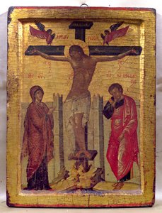 Kristus på korset (tempera og bladgull på panel) av Russian School