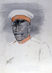 General Anatoli Stoessel, kommandør for Port Arthur-plassen, Pastel av Kraftshenko av Russian School