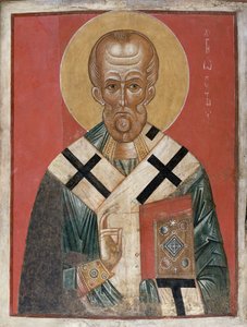 St. Nicholas, Novgorod skole, ca. 1300 (tempera på gesso) av Russian School