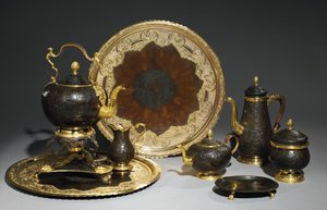 Te- og kaffeservering, sannsynligvis av Demidoff-verkstedet, Ural, ca. 1770 av Russian School