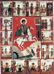 Saint George med scener fra hans liv, 1300-tallet. av Russian icon.