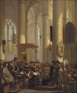 Interiør i en nederlandsk kirke av Rutger van Langevelt