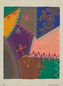 Crazy Quilt Detail, ca. 1940.