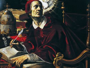 Saint Gregory Great, maleri av Rutilio Manetti (1571-1639), olje på lerret, 67x89 cm, Italia