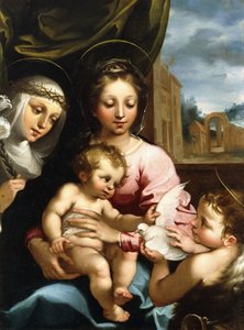 Madonnaen og barnet med spedbarnet Døperen Johannes og den hellige Katarina av Siena, ca. 1597-1612 av Rutilio Manetti