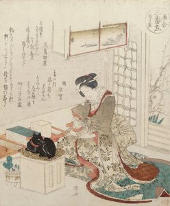 En jente med to katter av Ryuryukyo Shinsai