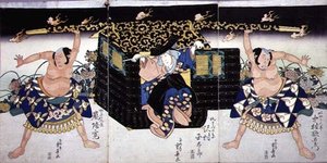 En scene fra fjerde akt av et kabuki-skuespill, 