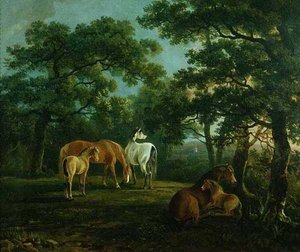 Hester i et landskap (olje på lerret) av S. and Barrett G. Gilpin