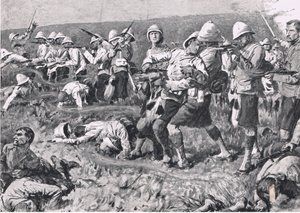 Majuba Hill, 27. februar 1881 (1. Boer War), illustrasjon fra britiske slag på land og hav, 1915
