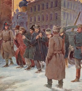 Sovjetisk tvangsarbeid som jobber på gaten (farge litho) av S. Sarmat