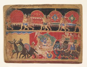 Krishna og Kshatriya Maidens fortsetter til Dwarka..., Ka. 1520-30. av Sa Nana