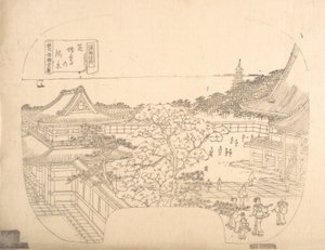 Proof Line-Block Print for Fan, 1800-tallet. av Sadahide Utagawa