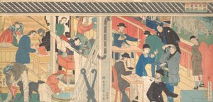 Salgsrom i Foreign Trade Building i Yokohama, 1861. av Sadahide Utagawa