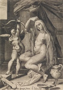 Venus og Amor, 1571-1650. av Sadeler