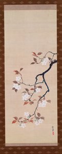Hengende rulle som viser Cherry Blossoms, fra A Triptych of the Three Seasons, japansk, tidlig på 1800-tallet