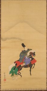 Narihira reitet unterhalb des Fuji av Sakai Hoitsu