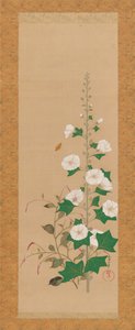 Stokroser og prinser-fjærblomster, tidlig på 1800-tallet. av Sakai Oho