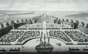 Utsikt over oransjeriet ved Geibach, gravert av Johann Georg Pintz (1697-1767/8)