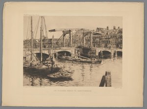 Utsikt over Skinny Bridge i Amsterdam The Skinny Bridge i Amsterdam (tittel på objekt) av Salomon Garf