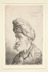Byste av mann med turban av Salomon Koninck